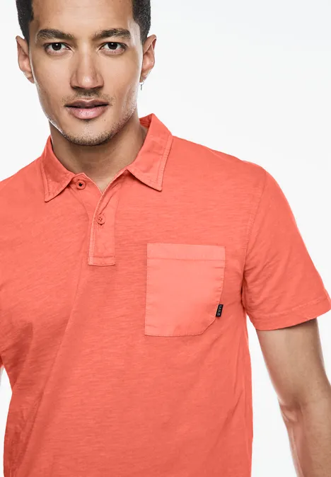 Garmend Dye Slub Poloshirt sea coral red