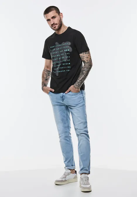 T-shirt à imprimé palmier Black