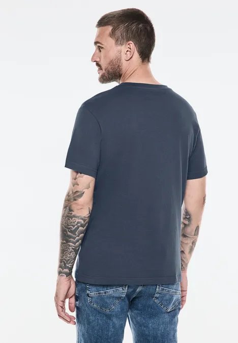 T-shirt avec imprimé sur la poitrine marine blue