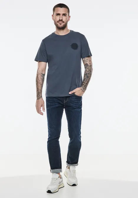 T-shirt avec imprimé sur la poitrine marine blue