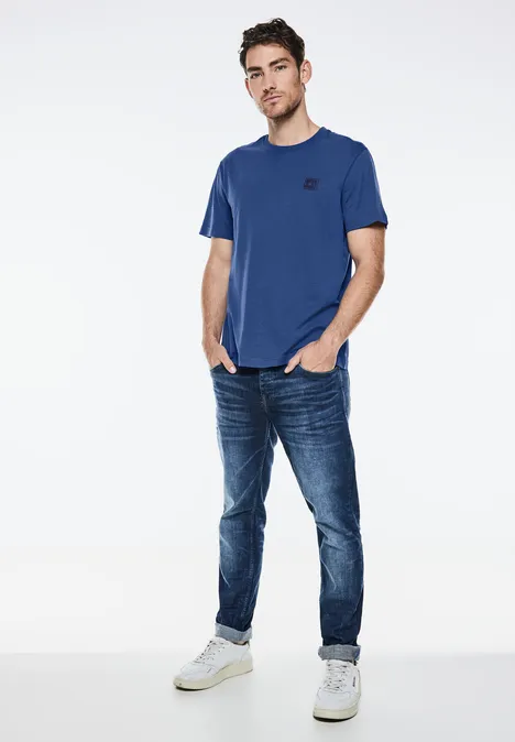 Koszulka z grafiką na piersi casual blue