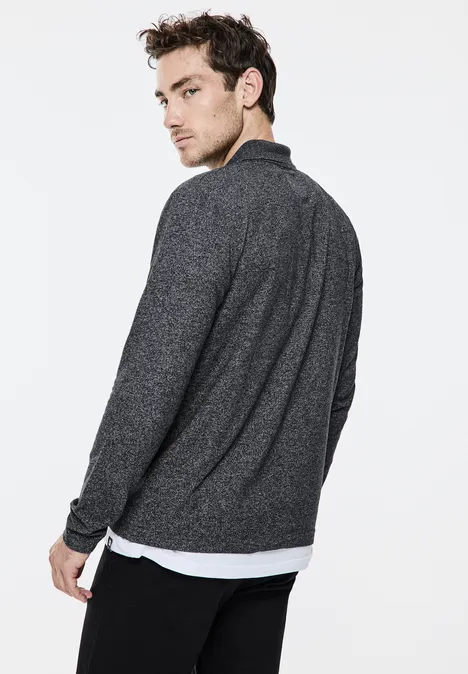Polo piqué à manches longues anthra grey melange