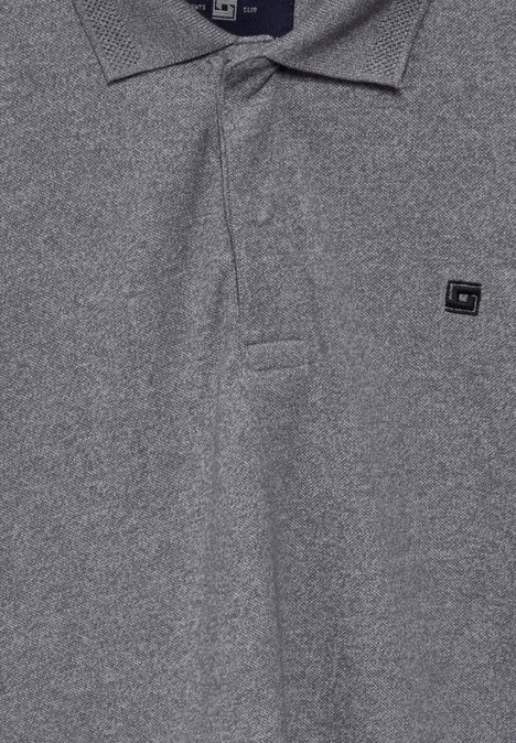 Piqué polo lange mouw steel grey