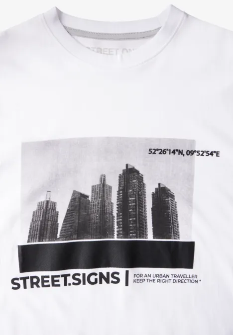 Koszulka z nadrukiem Skyline Print bright white