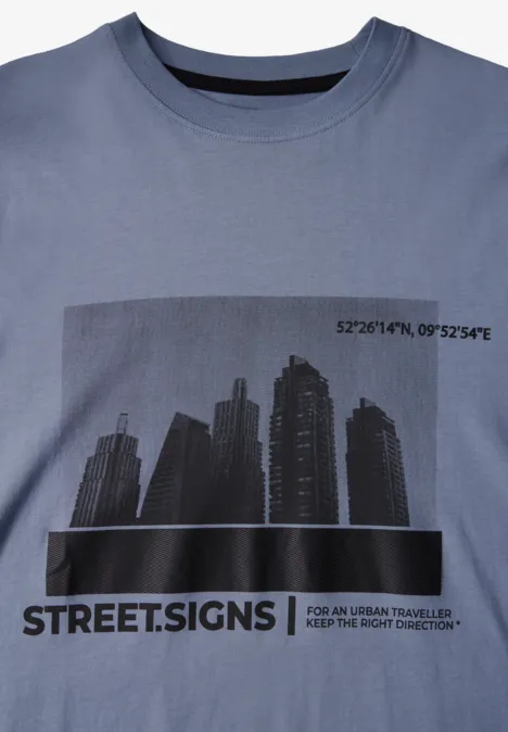 Koszulka z nadrukiem Skyline Print city grey