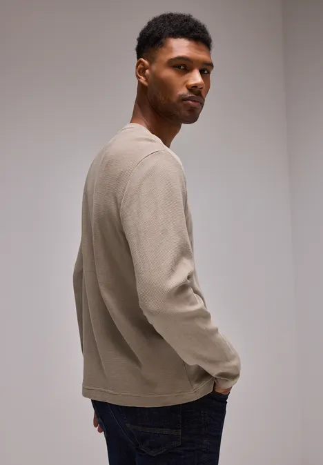 Longsleeve met structuur cosy beige