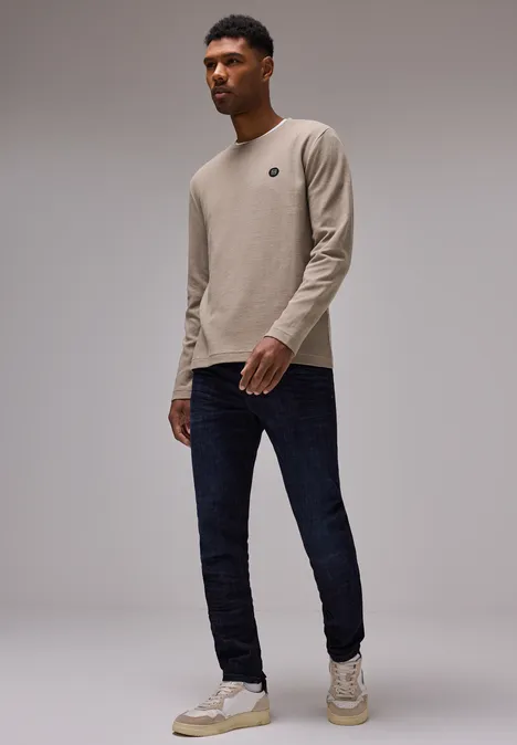 Longsleeve met structuur cosy beige
