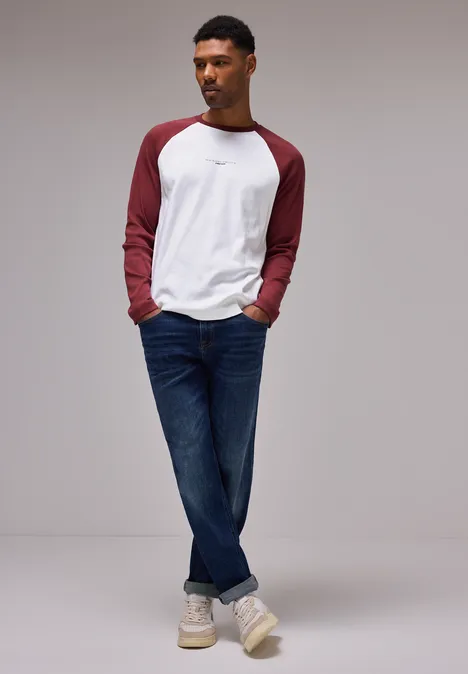T-shirt long raglan à côtes bright white