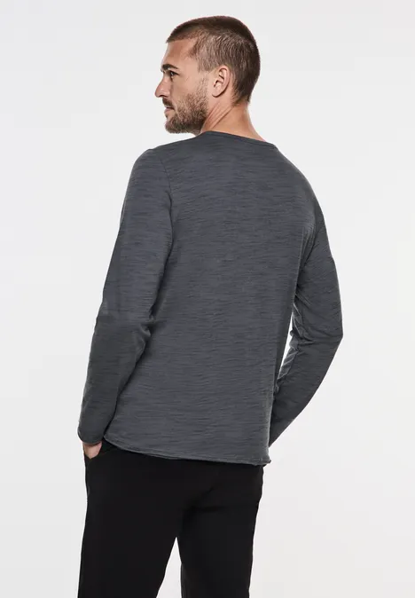 Manchon long mélangé col en V heavy grey