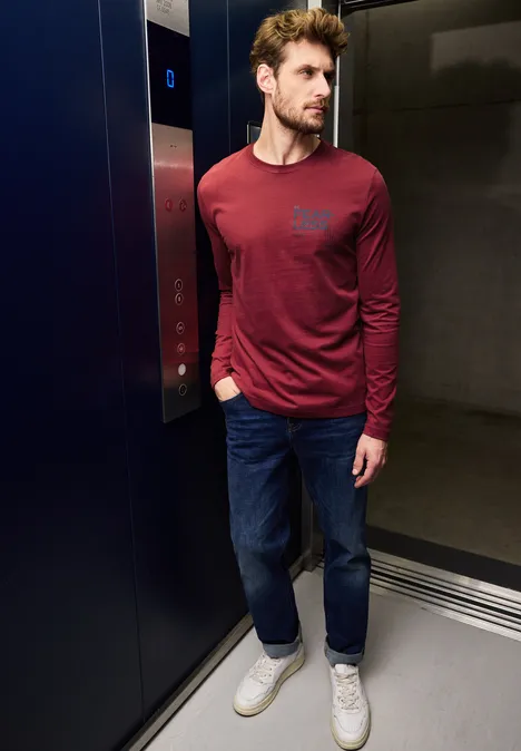 T-shirt long doux avec imprimé real red