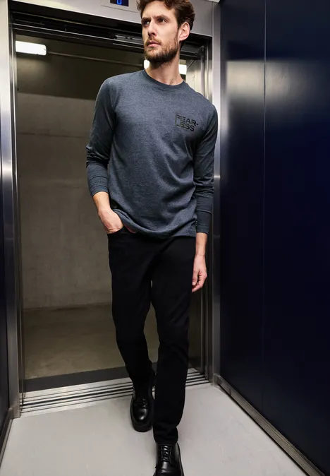 Softes Longsleeve mit Print dark blue melange