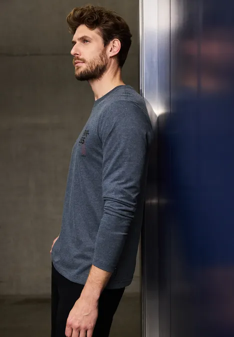 Softes Longsleeve mit Print dark blue melange