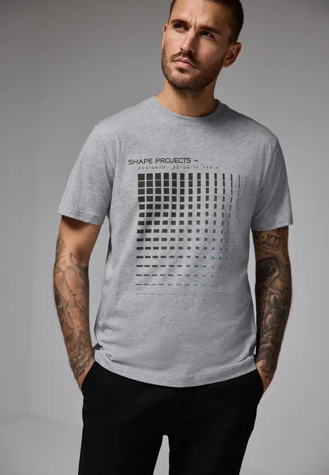 T-Shirt mit Front-Print silver grey melange