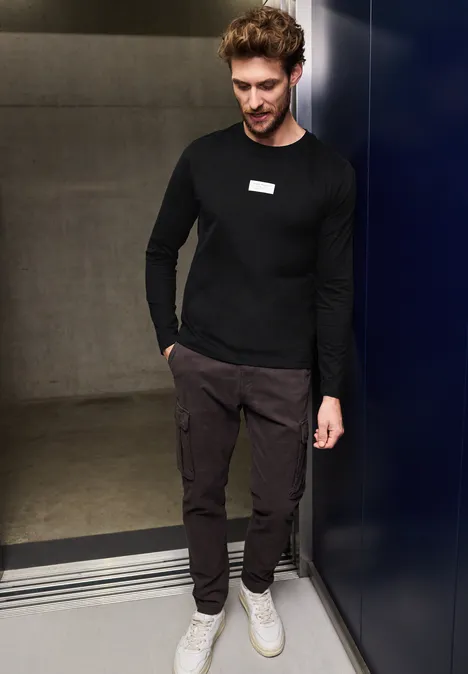 T-shirt à manches longues avec imprimé Black