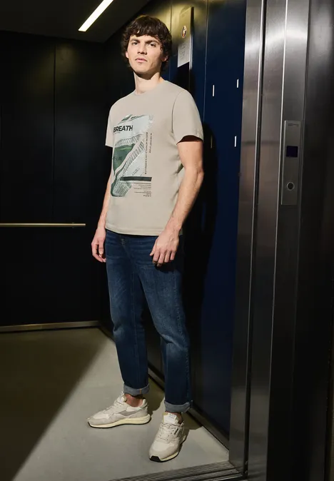 T-shirt avec photo imprimée granite beige