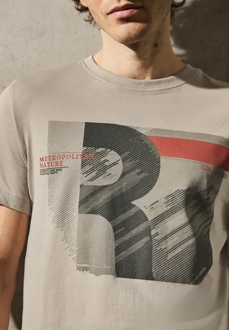 T-shirt avec imprimé granite beige