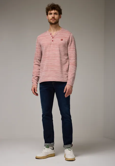 T-shirt Henleys dans un look mélangé faded red