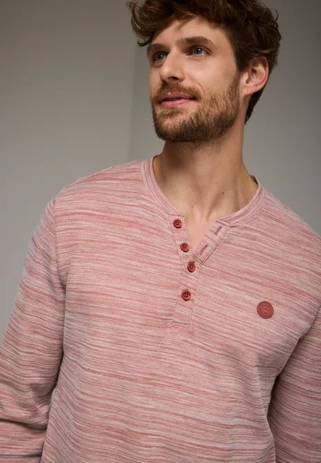 T-shirt Henleys dans un look mélangé faded red