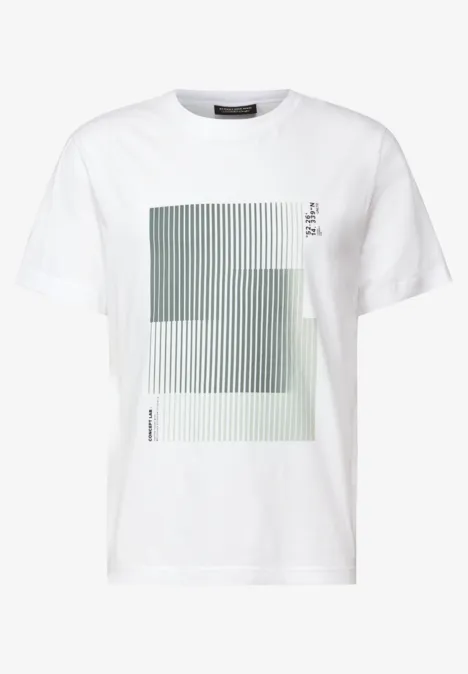 T-Shirt mit Streifen-Print bright white