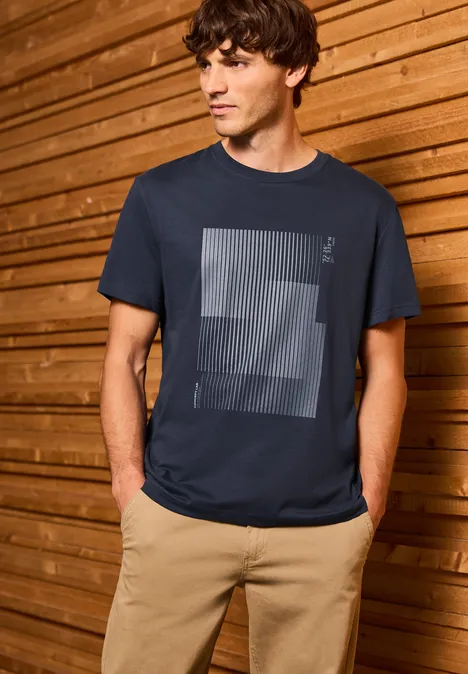 T-Shirt mit Streifen-Print bold blue