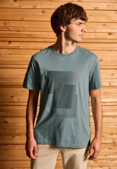 T-Shirt mit Streifen-Print silver green