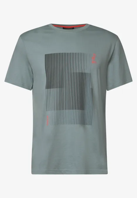 T-Shirt mit Streifen-Print silver green