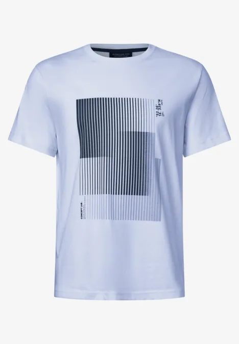 T-Shirt mit Streifen-Print soft blue