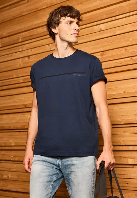 T-Shirt mit Streifen-Motiv bold blue