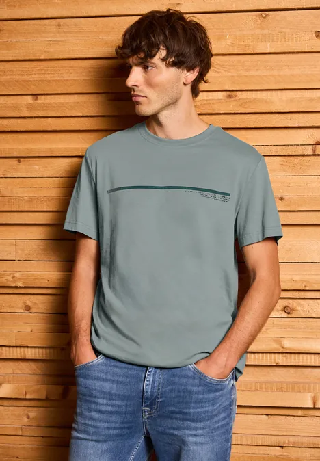 T-Shirt mit Streifen-Motiv silver green
