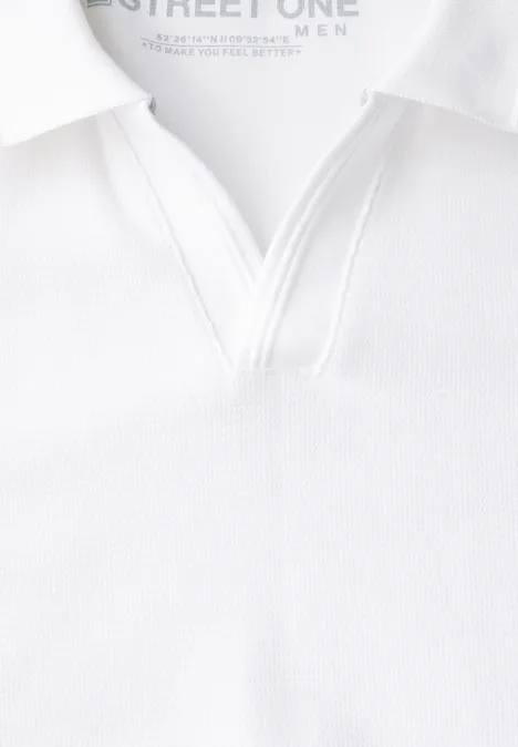 Poloshirt mit offenem Kragen bright white