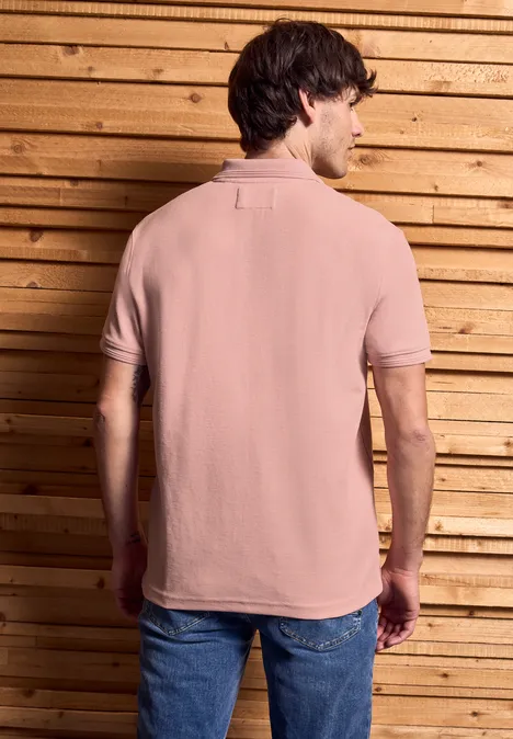 Polo à col ouvert pastel peach