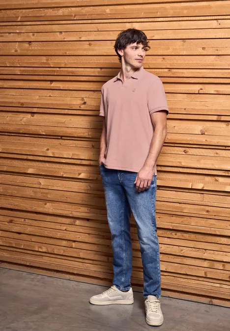 Polo à col ouvert pastel peach