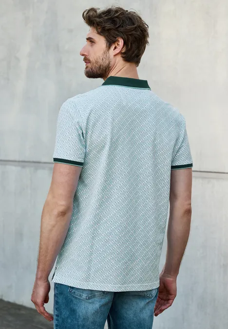 Bedrucktes Piquée Poloshirt bright white
