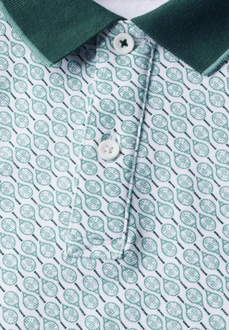 Bedrucktes Piquée Poloshirt bright white