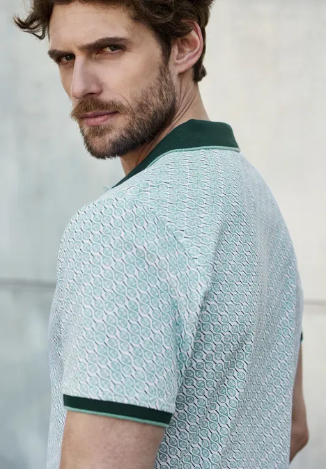 Bedrucktes Piquée Poloshirt bright white