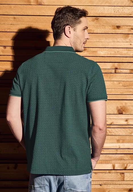 Polo piqué imprimé endless green