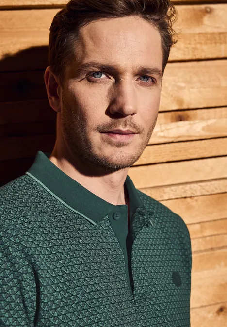 Polo piqué imprimé endless green