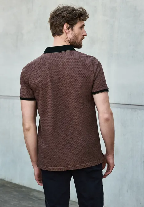 Polo piqué imprimé clay brown