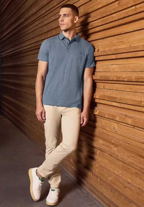 Polo en jersey dusty blue