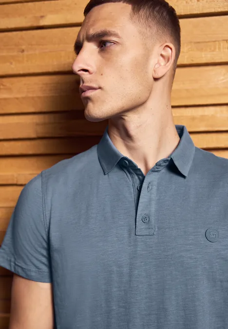 Polo en jersey dusty blue