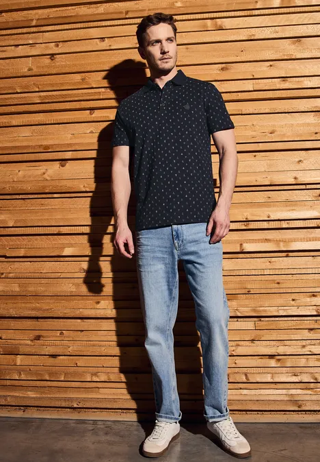 Polo à motifs dark ink blue