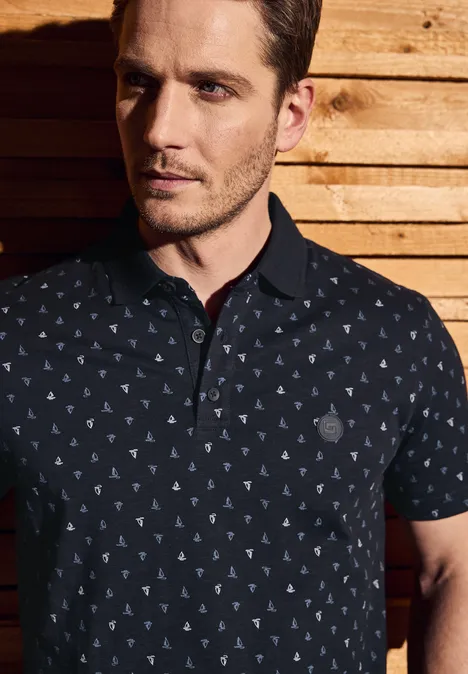 Polo à motifs dark ink blue
