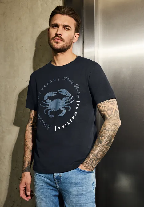 T-shirt à l'imprimé crabe dark ink blue