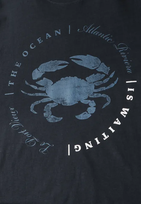 T-shirt à l'imprimé crabe dark ink blue