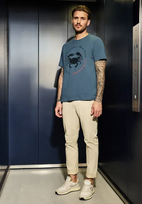T-shirt à l'imprimé crabe ocean blue