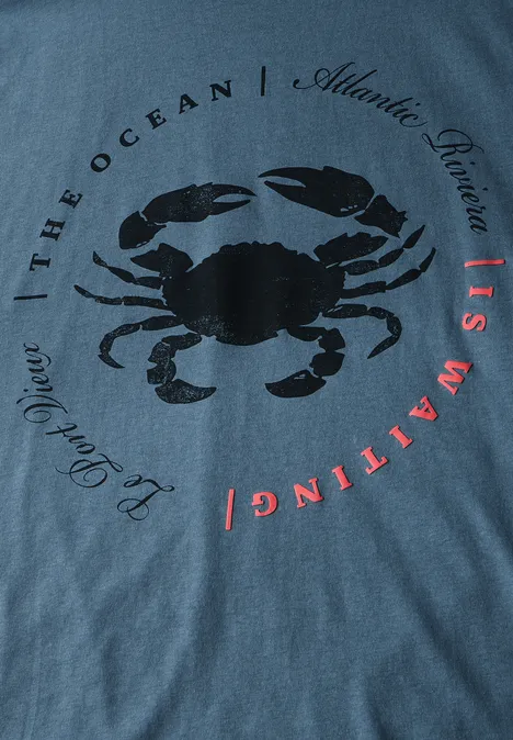 T-shirt à l'imprimé crabe ocean blue
