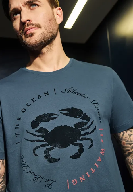 T-shirt à l'imprimé crabe ocean blue