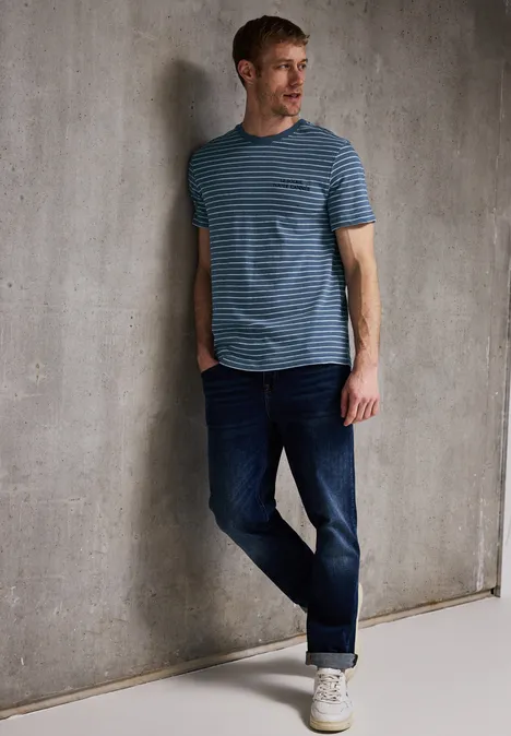 T-shirt à rayures structurées ocean blue