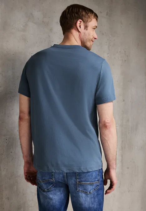 T-shirt à col en V ocean blue