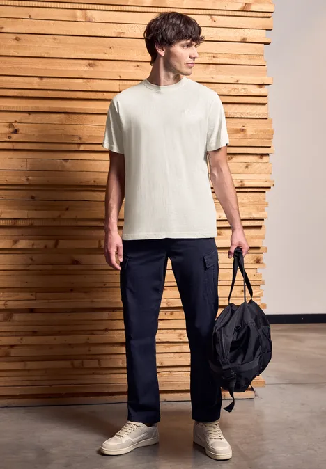 T-shirt Slub à l'aspect délavé basic beige